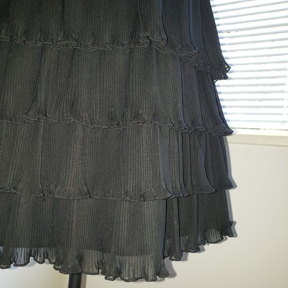 Cottagecore MOD Punk New Wave Pleated Tiered Black Ruffled Mini Skirt Madonna  S - Picture 6 of 14